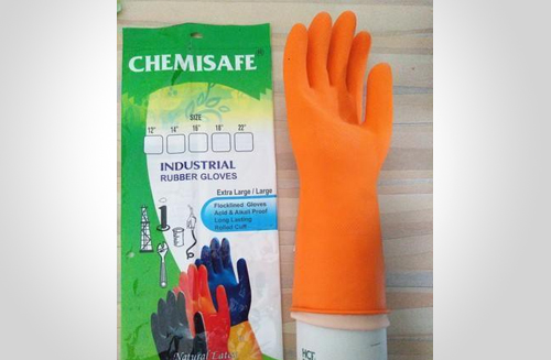 Orange Chemisafe Rubber Gloves